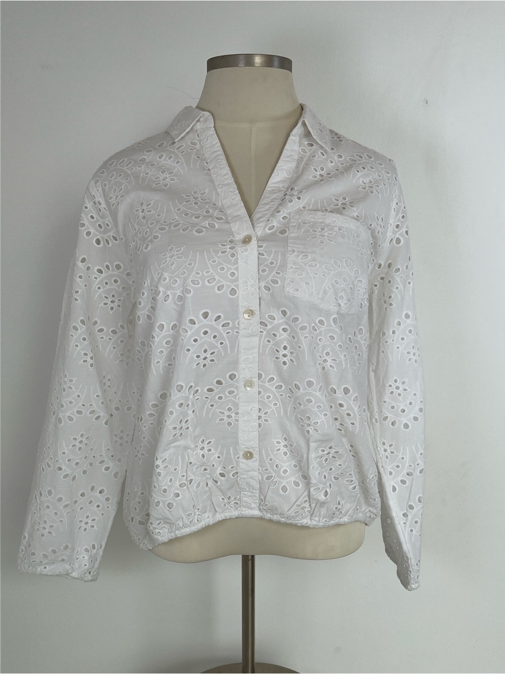 NWT! Soft Surroundings White‎ Eyelet Button-Front Top Size 2X